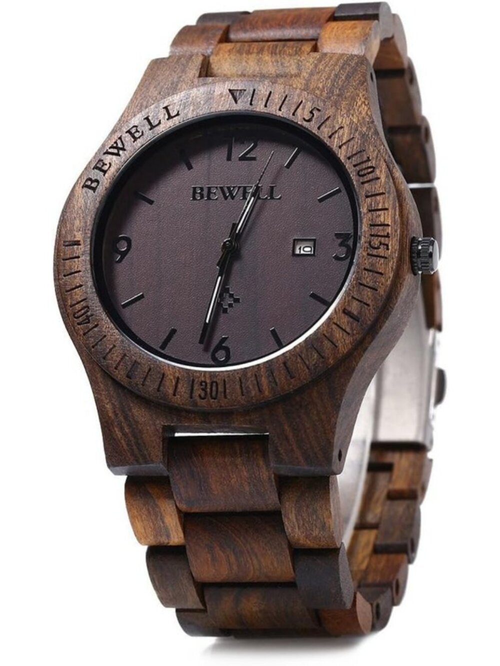Handmade Wooden Watch for Men - Lightweight Analog Quartz with Date Display